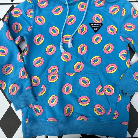 Odd Future OFWGKTA Men’s Blue All Over Doughnut Print Hoodie - Picture 5 of 9